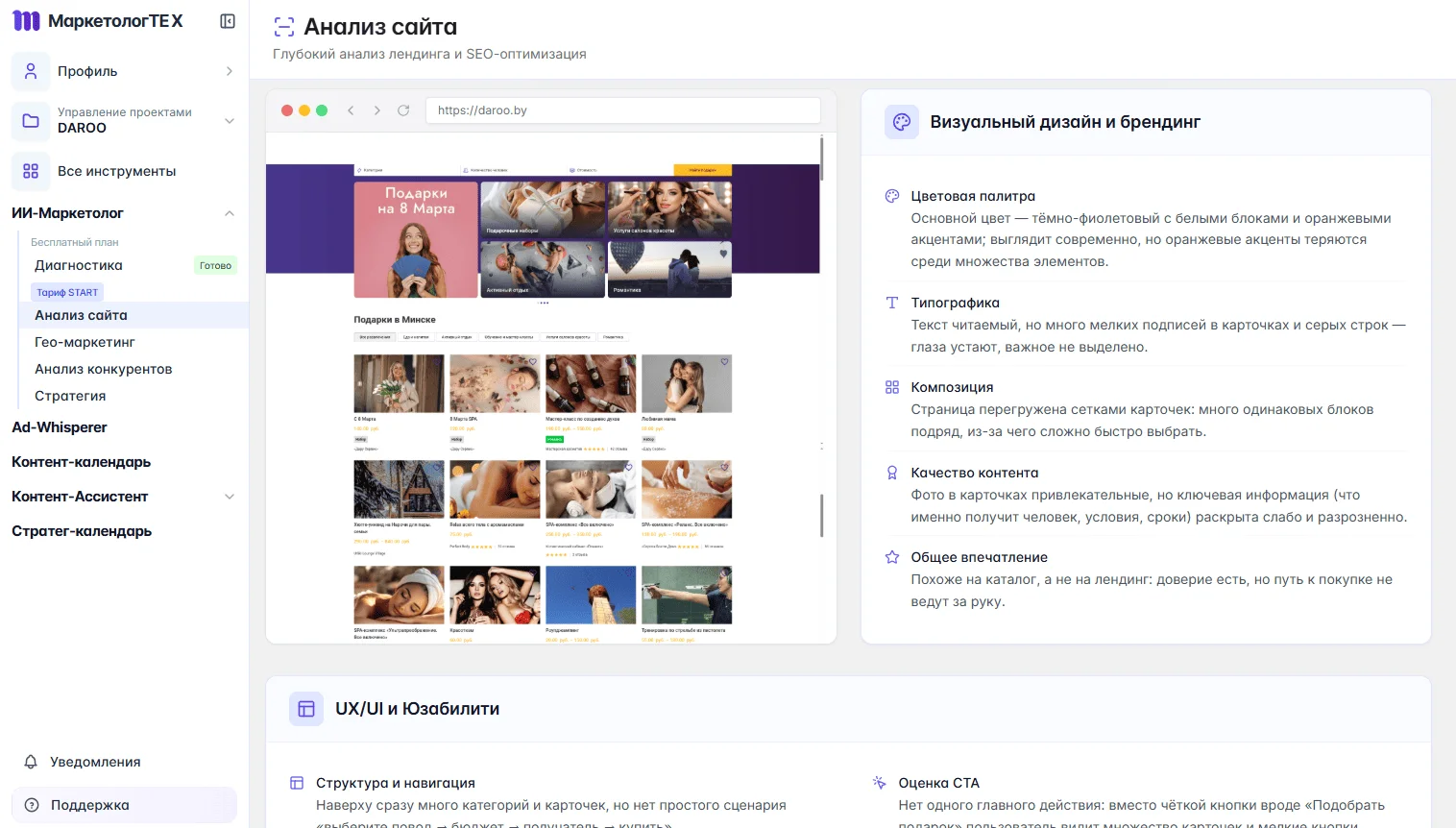 Анализ сайта